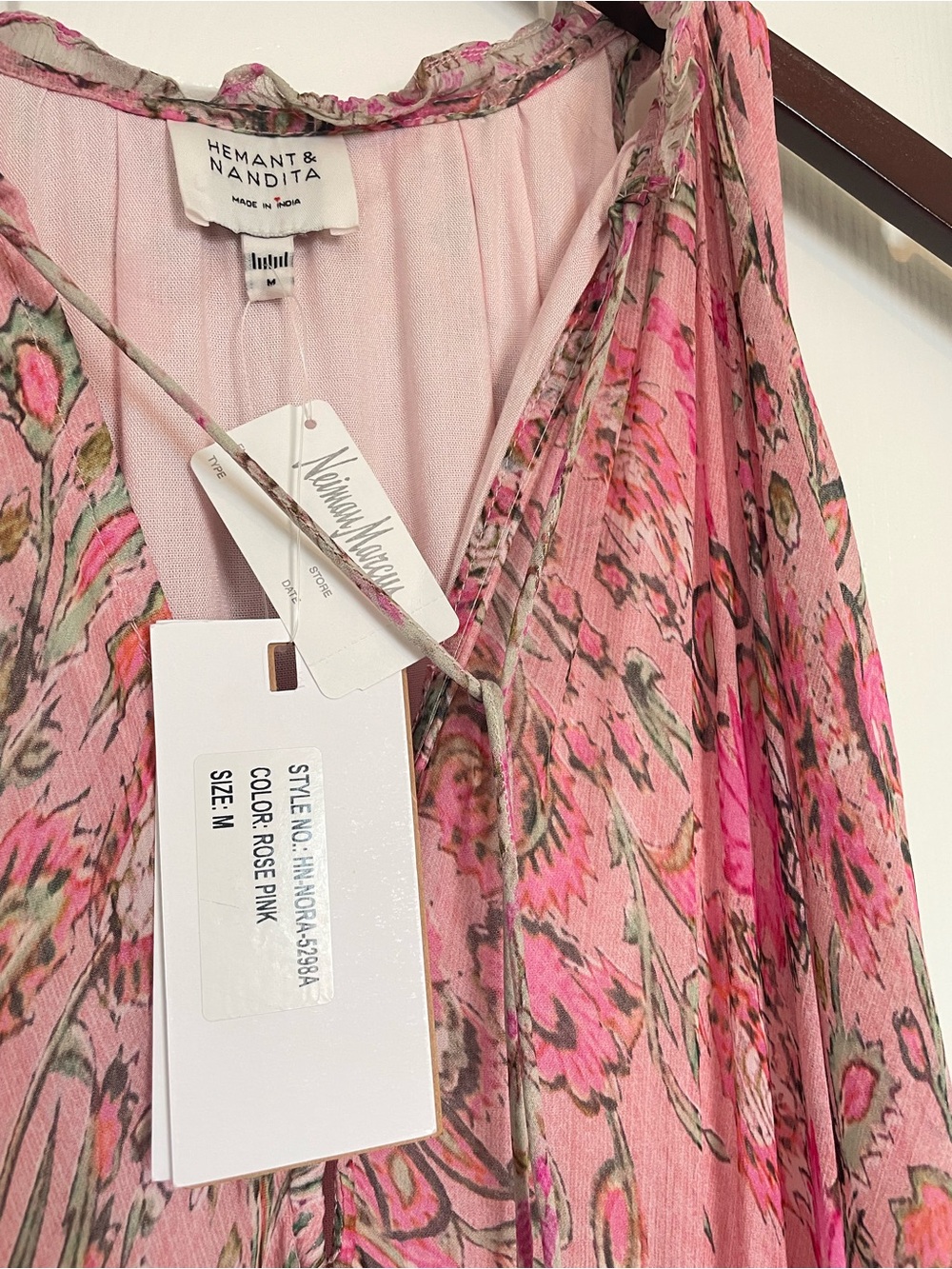 HEMANT & NANDITA Pink Floral Halter Maxi Dress, Size Medium - Picture 9 of 9